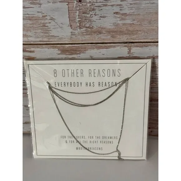 8 Other Reasons Nine Lives Silver Lariat Choker Necklace - FabFitFun - New - Picture 2 of 6